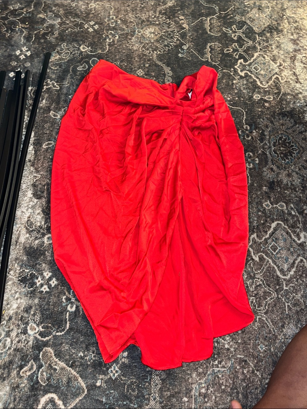 Fashion Nova Red Asymmetrical Draped Skirt